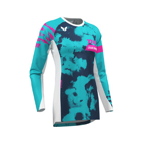 THOR MX WOMENS LAUNCHMODE BLEACH JERSEY WHITE/AQUA 