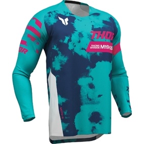 THOR MX YOUTH LAUNCHMODE BLEACH JERSEY WHITE/AQUA 