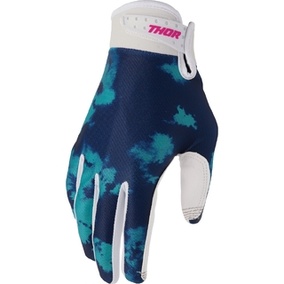THOR MX YOUTH LAUNCHMODE BLEACH GLOVE WHITE/AQUA 