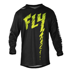 Fly Racing 2024 Youth F-16 Jersey - Black / Neon Green / Light Grey Size M