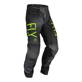 Fly Racing 2024 Youth Kinetic Pants - Charcoal / Neon Green / True Blue