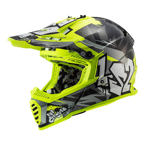 LS2 MX437J Fast Evo Crusher Mini Junior Helmet - Black / Grey / Hi-Vis Yellow