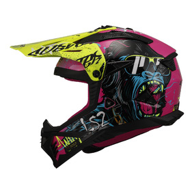 LS2 MX708 Fast II Gorilla Helmet - Purple / Hi-Vis Yellow 