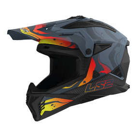 LS2 MX708 Fast II Wash Helmet - Dark Grey / Red 