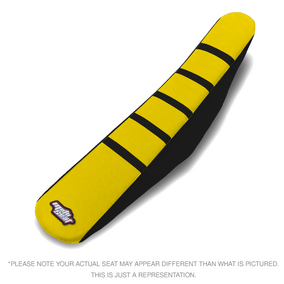 Motoseat RMZ250 19-25 RMZ450 18-25 Ribbed Traction Yellow / Black Seat Cover