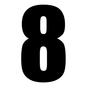 WHITES RACE NUMBER 6in VINYL #8 BLK PKT of 10