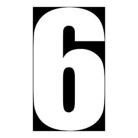 WHITES RACE NUMBER 6in VINYL #6 WHT PKT of 10