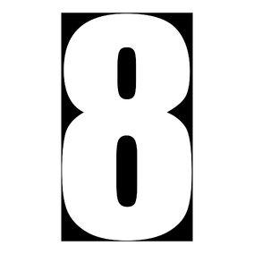 WHITES RACE NUMBER 6in VINYL #8 WHT PKT of 10