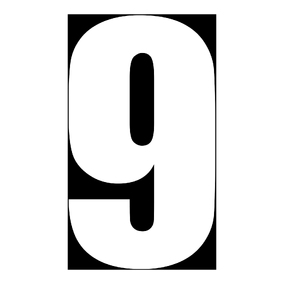 WHITES RACE NUMBER 6in VINYL #9 WHT PKT of 10