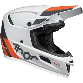 THOR MX Reflex Cube Helmet Light Grey/Red Orange