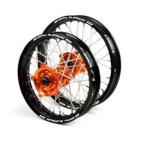 SM Pro Platinum KTM Husqvarna Gas Gas Husaberg Black/Orange Wheel Set
