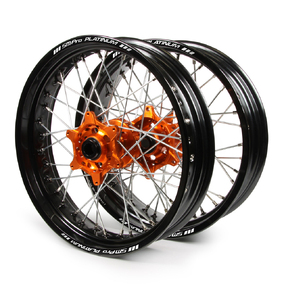 SM Pro Platinum KTM Husaberg Husqvarna Black/Orange Non Cush Motard Wheel Set