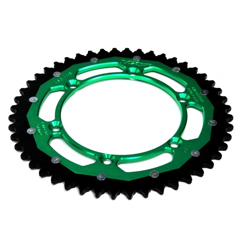 MX Pro Kawasaki KX65 Suzuki RM65 Green Steel/Alloy Dual Drive Rear Sprocket