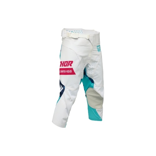 THOR MX YOUTH LAUNCHMODE BLEACH PANTS WHITE/AQUA