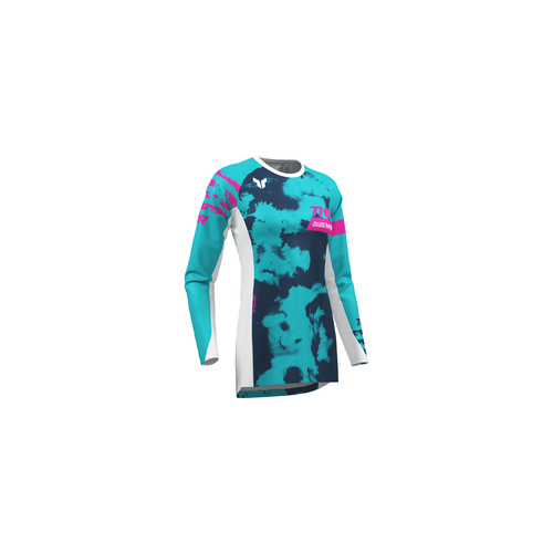 THOR MX WOMENS LAUNCHMODE BLEACH JERSEY WHITE/AQUA 