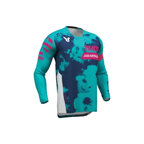 THOR MX YOUTH LAUNCHMODE BLEACH JERSEY WHITE/AQUA 