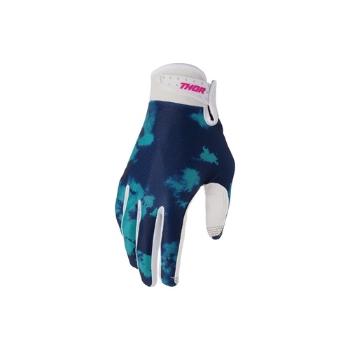 THOR MX YOUTH LAUNCHMODE BLEACH GLOVE WHITE/AQUA 