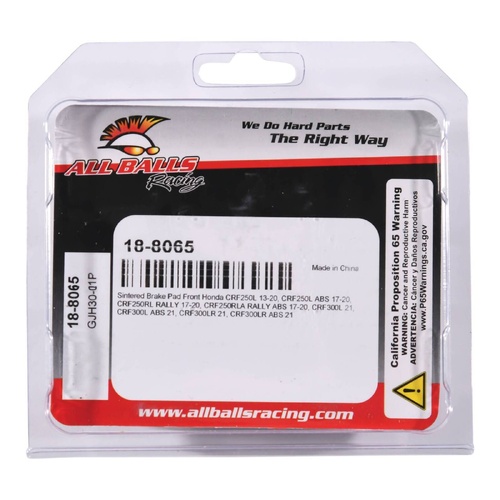 All Balls Honda CRF250L Rally 17-20 CRF300 Rally / CRF300L 21-25 Sintered Brake Pad Set 
