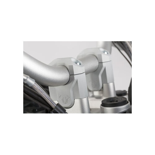HANDLEBAR RISER SW MOTECH RAISE 30MM OPTIMISE THE SITTING POSITION ALUMINUM ALLOY SILVER BMW F750GS
