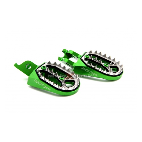 Shark Bite Honda CR125/250 CRF250/450 Kawasaki KX/KXF 250-450 Green Foot Pegs