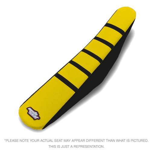 Motoseat RMZ250 19-25 RMZ450 18-25 Ribbed Traction Yellow / Black Seat Cover