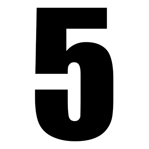 WHITES RACE NUMBER 6in VINYL #5 BLK PKT of 10