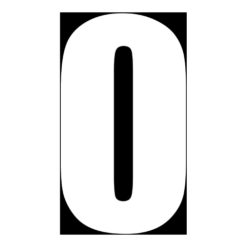 WHITES RACE NUMBER 6in VINYL #0 WHT PKT of 10