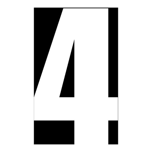 WHITES RACE NUMBER 6in VINYL #4 WHT PKT of 10