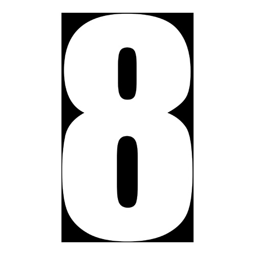WHITES RACE NUMBER 6in VINYL #8 WHT PKT of 10