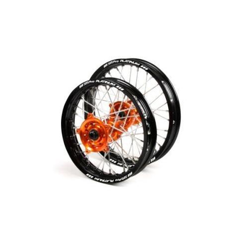 SM Pro Platinum KTM Husqvarna Gas Gas Husaberg Black/Orange Wheel Set