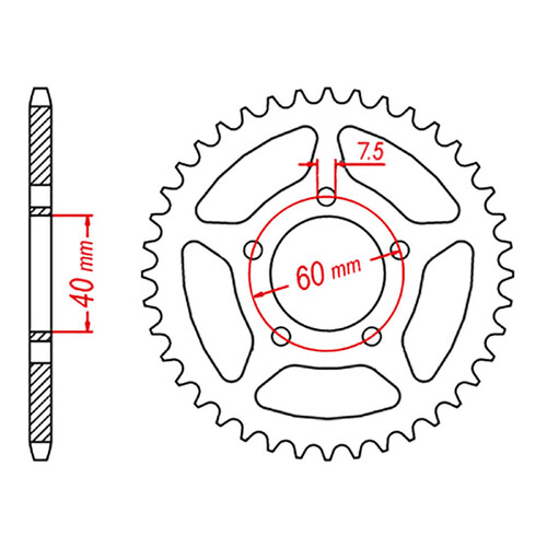 MTX KTM 50SX 09-13 42T #415 Rear Sprocket