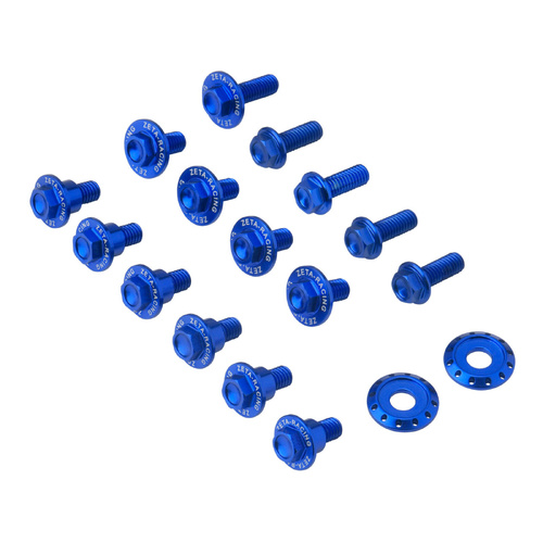 Zeta Yamaha YZ125 YZ250 08-21 YZ250X 16-22 Aluminium Plastics Bolt Set 17pcs - Blue